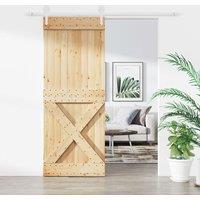 Berkfield Home Sliding Door with Hardware Set 90x210 cm Solid Wood Pine in Brown