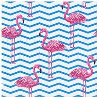 Benjamin Tate Design Flamingo & Blue Geometric Lines Splash Back in Natural