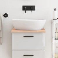 Berkfield Home Bathroom Countertop 40x60x2 cm Untreated Solid Wood in Brown | Size: 40 x 60 x 2 cm