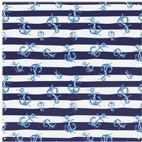 Benjamin Tate Design Blue Anchors On Navy Striped Splash Back in Natural