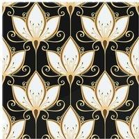 Benjamin Tate Design Black & Gold Floral Pattern Splash Back in Natural