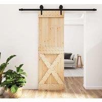 Berkfield Home Sliding Door with Hardware Set 70x210 cm Solid Wood Pine in Brown