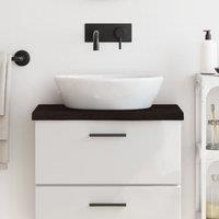 Berkfield Home Bathroom Countertop Dark Brown 60x40x(2-4) cm Treated Solid Wood in Grey