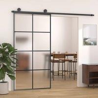 Berkfield Home Sliding Door with Hardware Set 102.5x205 cm ESG Glass&Aluminium in Black