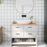 Berkfield Home Bathroom Countertop Light Brown 100x50x2 cm Treated Solid Wood | Size: 100 x 50 x 2 cm