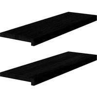 Berkfield Home Window Sills 2 pcs Dark Brown 80x30x2 cm Solid Wood Oak | Size: 80 x 30 x 2 cm