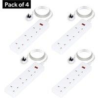 Geepas 3 Gang Extension Lead, 2M Cable with Indicator Light in White