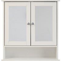 Orsina Spacious Bathroom Cabinet With Mirrored Doors, Elegant Bathroom Wall Cabinet, Sleek Cabinet For Washroom in White