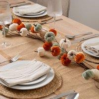 Scottish Everlastings Ltd 150cm Velvet Pumpkin Garland - orange-mint-cream in Orange