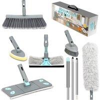 Xample Microfiber Floor Mop 7 in 1 Broom Duster Squeegee & Dryer Scrubber Tile Sponge in White