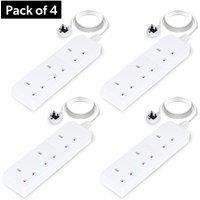 Geepas 3 Gang Extension Lead, 2M Cable Wall Mountable in White