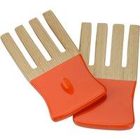 Orsina Bright Orange Bamboo Salad Forks, Picnic Utensils, Travel-Friendly Salad Prongs, Compact Bamboo Servers