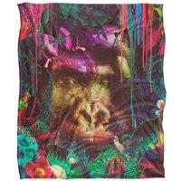 Reinders Jungle Gorilla & Butterfly Silky Touch Super Soft Throw Blanket 152 X 127 cm in White