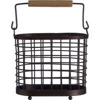 Orsina Sleek Oval Bronze Coated Utensil Holder, Functional Utensil Holder, Secured Base Cooking Utensil Holder in Brown