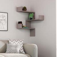 Decortie Luksa' Wall Shelf Bookcase Corner Zigzag Design 60cm in Grey | Size: 1 Pack