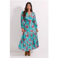 Dorothy Perkins Women's Petite Floral Wrap Front Tiered Skirt Midaxi Dress | Size: 6