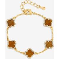 Jon Richard Women's Gold Plated Tigers Eye Clover Bracelet