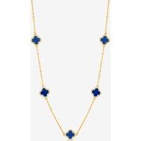 Jon Richard Women's Gold Plated Lapis Station Clover Necklace