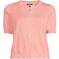 Lands' End Women's Fine Gauge Short Sleeve Cardigan in Coral | Size: 14-16