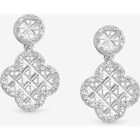Simply Silver Women's Sterling Silver 925 Textured Double Drop Clover Earrings