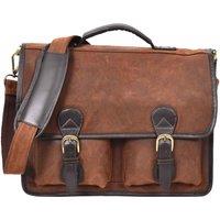 Mens Real Leather Briefcase Organiser Laptop Bag Finn Vintage Brown