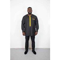 JTAPHRIQUE Men's Black & Gold Men's African Traditional Embroidery Shirt | Size: 2XL/3XL