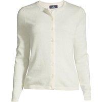Lands' End Women's Crew Neck Cashmere Cardigan in Ivory | Size: 14-16