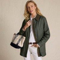 Lands' End Women's Waxed Cotton Barn Coat in Green | Size: 16-18