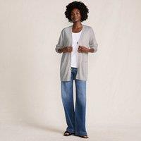 Lands' End Women's Long Merino Wool Cardigan in Beige | Size: 10-12
