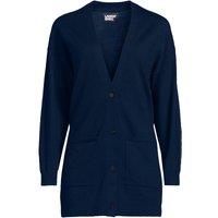 Lands' End Women's Long Merino Wool Cardigan in Navy | Size: 10-12