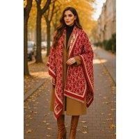 Lemon Daisy Accessories Women's Amal Autumn Winter Scarf Shawl in Red
