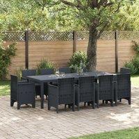 Berkfield Home 11 Piece Garden Dining Set with Cushions Anthracite Poly Rattan