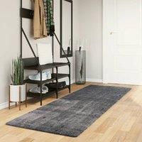 Berkfield Home Rug Short Pile Soft & Washable Anthracite 80x250 cm in Black | Size: 100 cm diameter