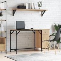 Berkfield Home Computer Desk Sonoma Oak 131x48x75 cm Engineered Wood in Brown | Size: 131 x 48 x 75 cm