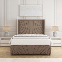 BSSPOKE Nola Plush Velvet Divan Bed Set 54 Headboard & Mattress No Drawers in Bronze | Size: Small Double