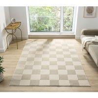 Desire Rugs Vellure Modern Living Room Area Rug Embossed Metallic Sheen Grid in Cream | Size: 160 cm x 230 cm