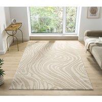 Desire Rugs Vellure Modern Living Room Area Rug Embossed Metallic Sheen Marble in Cream | Size: 200 cm x 290 cm