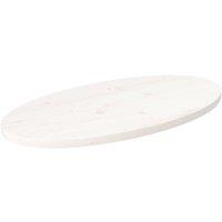 Berkfield Home Table Top White 70x35x2.5 cm Solid Wood Pine Oval