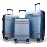 Infinity Leather Hardshell Cabin Suitcase Robust ABS Lightweight Luggage Holiday Bag in Blue | Size: Large