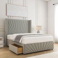 BSSPOKE Nola Divan Bed Set Plush 54 Headboard 2 Drawers Footend & Mattress in Silver | Size: King
