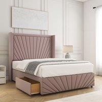 BSSPOKE Nola Divan Bed Set Plush 54 Headboard 2 Drawers Footend & Mattress in Pink | Size: Small Double