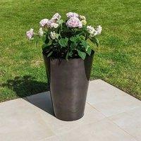 Woven Wood 56cm Zinc Platinum Black Cone Planter
