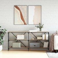 Berkfield Home Console Table Sonoma Oak 160x30x75 cm Engineered Wood & Iron in Brown | Size: 160 x 30 x 75 cm