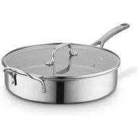 Sur La Table Tri-Ply 28cm Multi-Pan with Tempered Glass Lid, 10x Stronger Superior Ceramic Coating, Induction Compatible, Stainless Steel in Grey