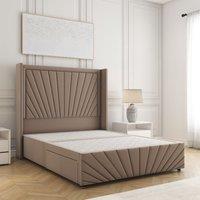 BSSPOKE Nola Divan Bed Plush Velvet 54" Headboard & No Mattress No Drawers in Bronze | Size: Super King