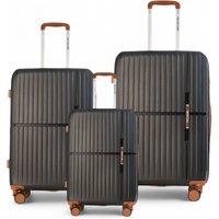 Infinity Leather Hard Shell Strong Suitcase 8 Wheel Cabin Luggage Holiday Travel Case in Black | Size: Medium