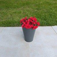 Woven Wood 33cm Zinc Matte Grey Cone Planter