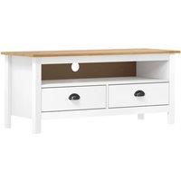 Berkfield Home TV Cabinet Hill White 110x40x47 cm Solid Pine Wood | Size: 110 x 40 x 47 cm