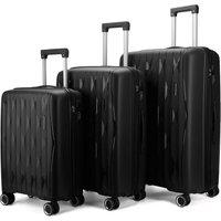 Infinity Leather Hard Shell Strong Suitcase 8 Wheel Cabin TSA Luggage Case Holiday Travel in Black | Size: Medium