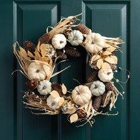 Scottish Everlastings Ltd 45cm Premium Pumpkin Wreath Naturals in Beige